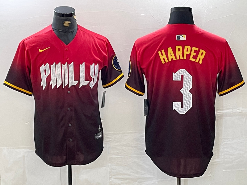 Men's Philadelphia Phillies Bryce Harper #3 Red 2024 City Connect Limited Jersey